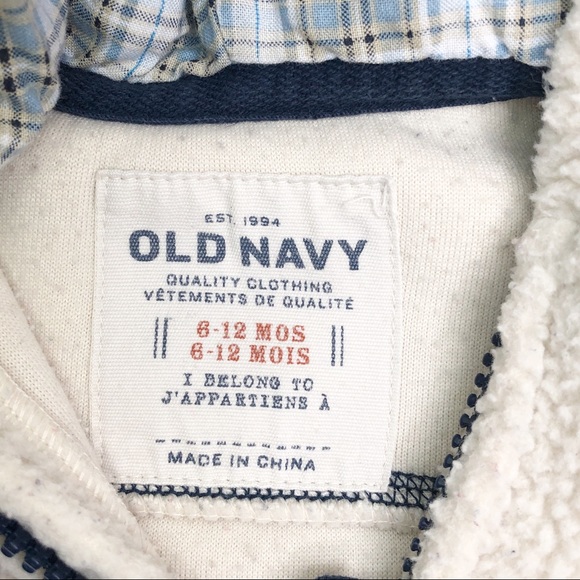 Old Navy Cream Faux-Sherpa Hoodie for 6-12 months - Picture 3 of 5